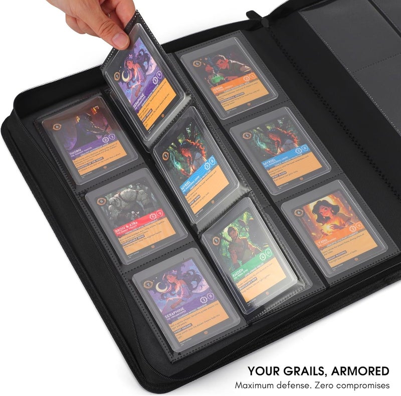 FORZAROCKET 288 Toploader Binder | 9-Pocket Zippered Ringless Album for TCG & Sports Cards | PU Leather Side-Load Storage - Image 5